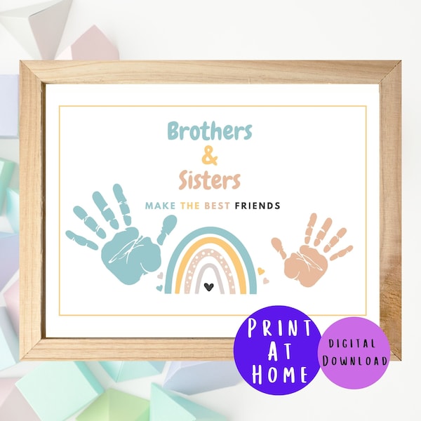 Playroom Wall Art - Sibling Handprints - DIY Craft Activity for Baby, Toddler & Kids - Memory Keepsake Gift - Digital Printable