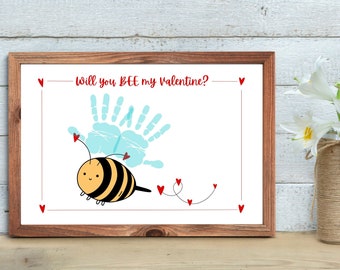 Valentine Handprint Activity Wall Art - DIY Craft for Baby, Toddler and Kids - Memory Keepsake Gift for Valentine's Day - Digital Printable