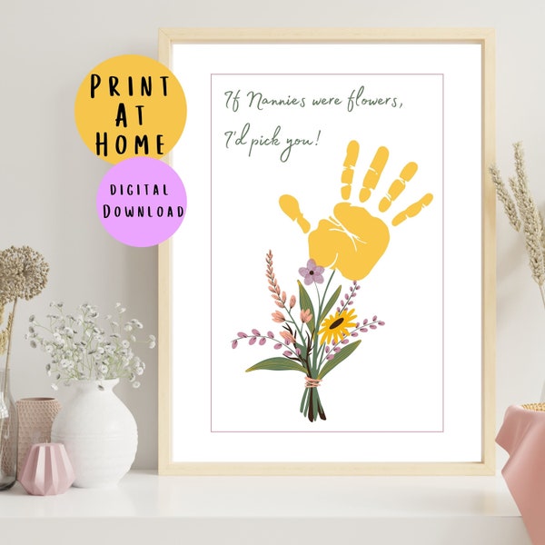 Nanny Handprint Art - Gift for Nanny or Grandparent - DIY Craft Activity for Baby, Toddler & Kids - Memory Keepsake Gift - Digital Printable