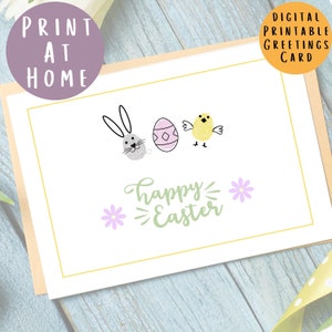Frohe Ostern Karte - DIY Fingerabdruck Aktivität für Baby, Kleinkind & Kinder - Druckbare Grußkarte - Digitaler Download