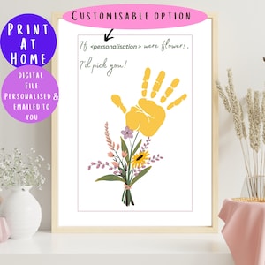 Personalised Flower Handprint Art Gift - DIY Craft Activity for Baby, Toddler & Kids - Memory Keepsake Gift - Digital Printable