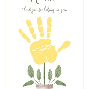 May include: A yellow handprint with a green plant growing out of it in a brown pot. The text "Nanna" and "Thank you for helping me grow" is written above the handprint.