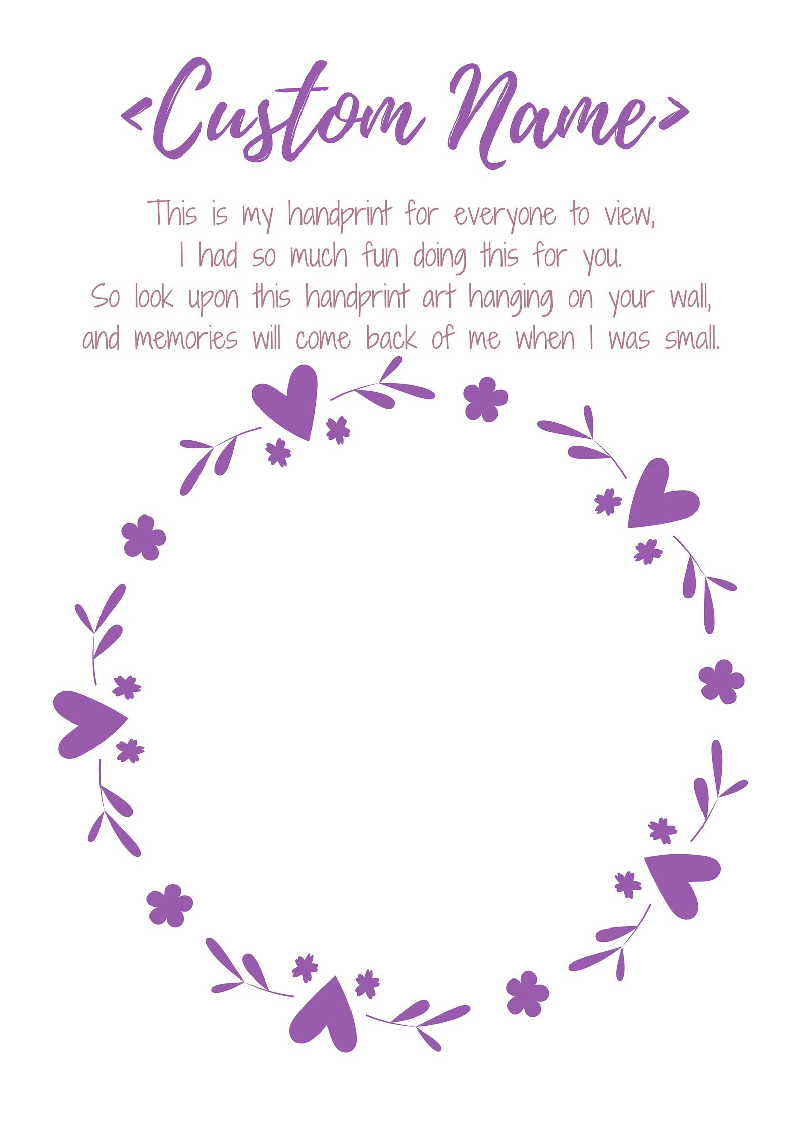 Personalised Handprint Art Poem - Mothers Day Gift - DIY Craft Activity ...