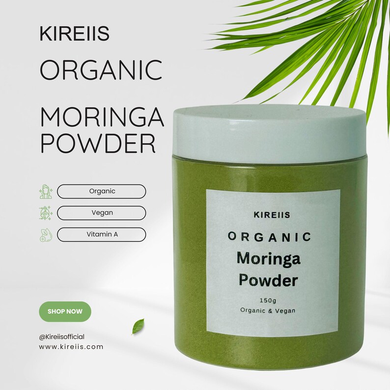 Moringa powder with super benefits.  Organic and Vegan.  Best quality