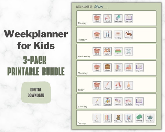 puberteit Werkelijk speler Printable Weekplanner for Kids Visual Schedule for Children - Etsy