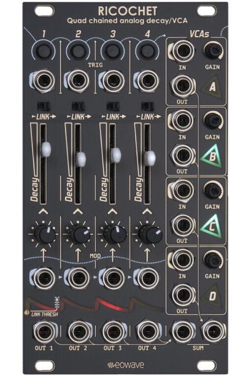 モジュール RICOCHET - クアッドチェーンアナログディケイ/VCA