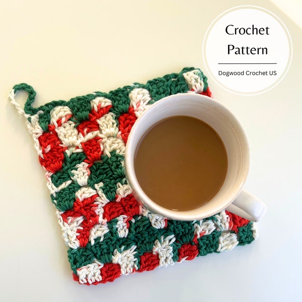 CROCHET PATTERN - Festive Corner to Corner Dish Cloth - Crochet Dish Rag - C2C Dish Cloth - C2C Trivet - Crochet Trivet - Crochet Hot Pad