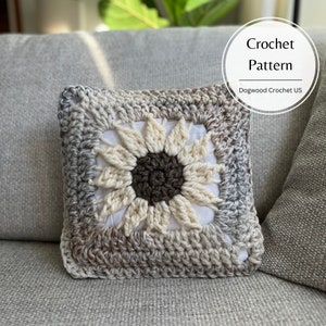 CROCHET PATTERN - Sunflower Pillow - Crochet Pillow - DIY  - Decorative Sunflower Pillow - Crochet Home Decor - Sunflower Granny Square