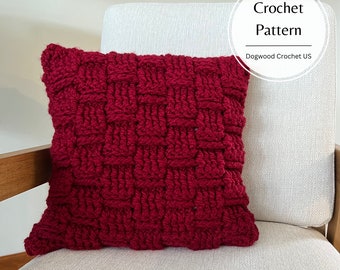 CROCHET PATTERN - Basketweave Pillow - DIY - Crochet Basketweave Pillow Cover - Modern Crochet Home Decor - Throw Pillow