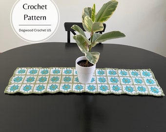 CROCHET PATTERN - Daisy Granny Square Table Runner - Crochet Table Runner - DIY - Crochet Home Decor - Crochet Spring Summer Decor