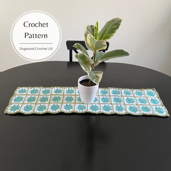 CROCHET PATTERN - Daisy Granny Square Table Runner - Crochet Table Runner - DIY - Crochet Home Decor - Crochet Spring Summer Decor