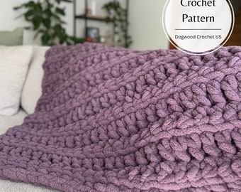Chunky Throw Blanket Crochet Pattern: Easy Beginner Guide (PDF Download)