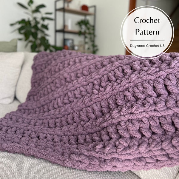 CROCHET PATTERN - Extra Chunky Throw Blanket - Fast and Easy Crochet Blanket - Home Decor - Gift for Mom - Housewarming Gift - Modern