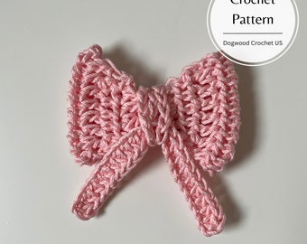 No-Sew Bow Applique Crochet Pattern: Hair Tie & Barrette (PDF Digital Download)