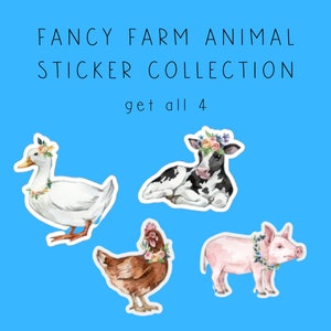 Fancy Farm Animal Sticker Pack for Laptops Floral Stickers for Water Bottles Sticker Set Gift for Farmer