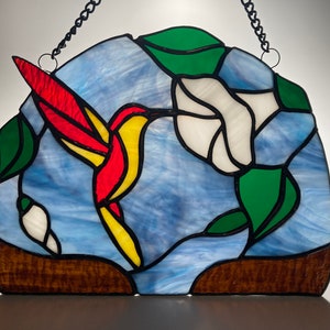 Hummingbird In Flight stained glass suncatcher