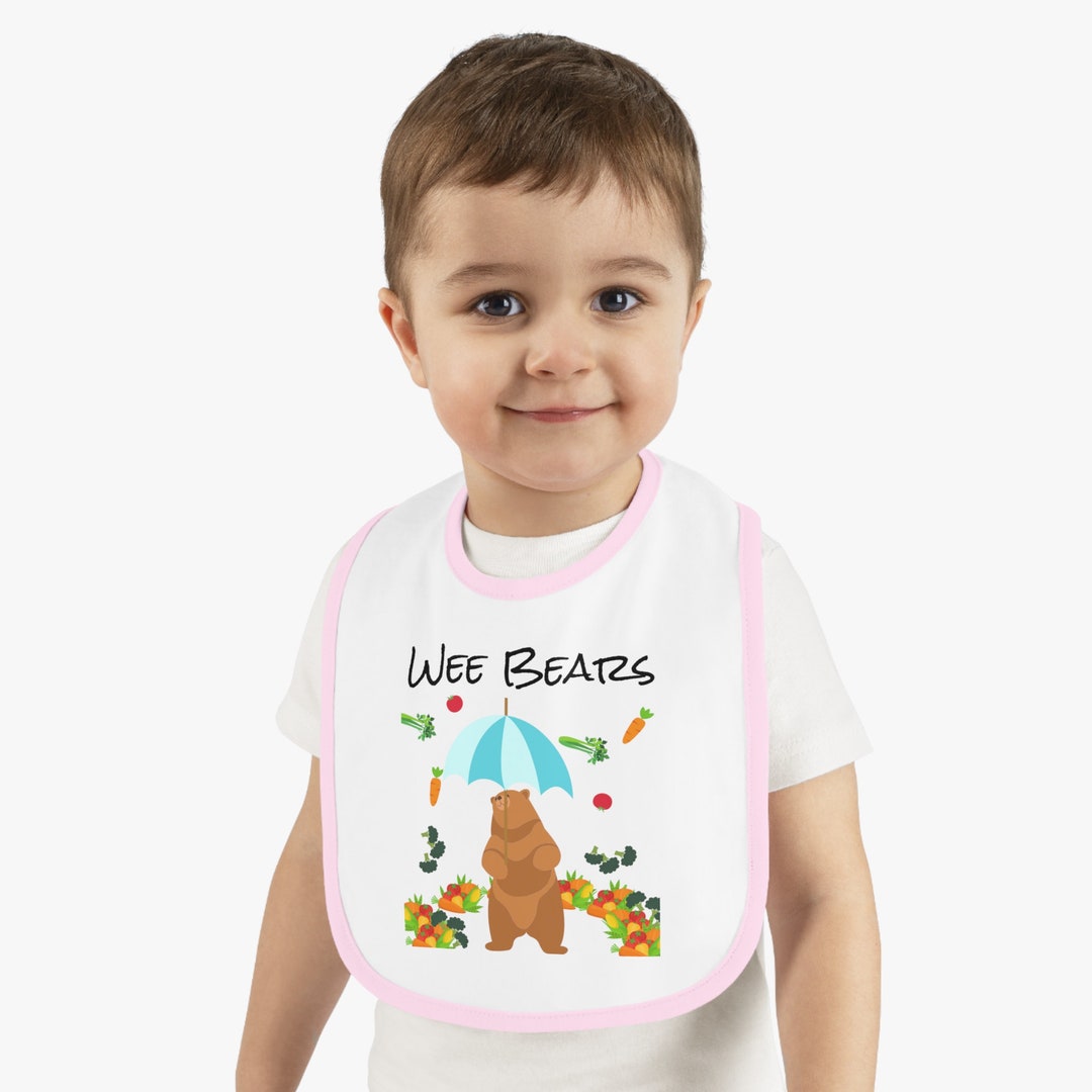 Wee Bears brown Bear Baby Contrast Trim Jersey Bib - Etsy