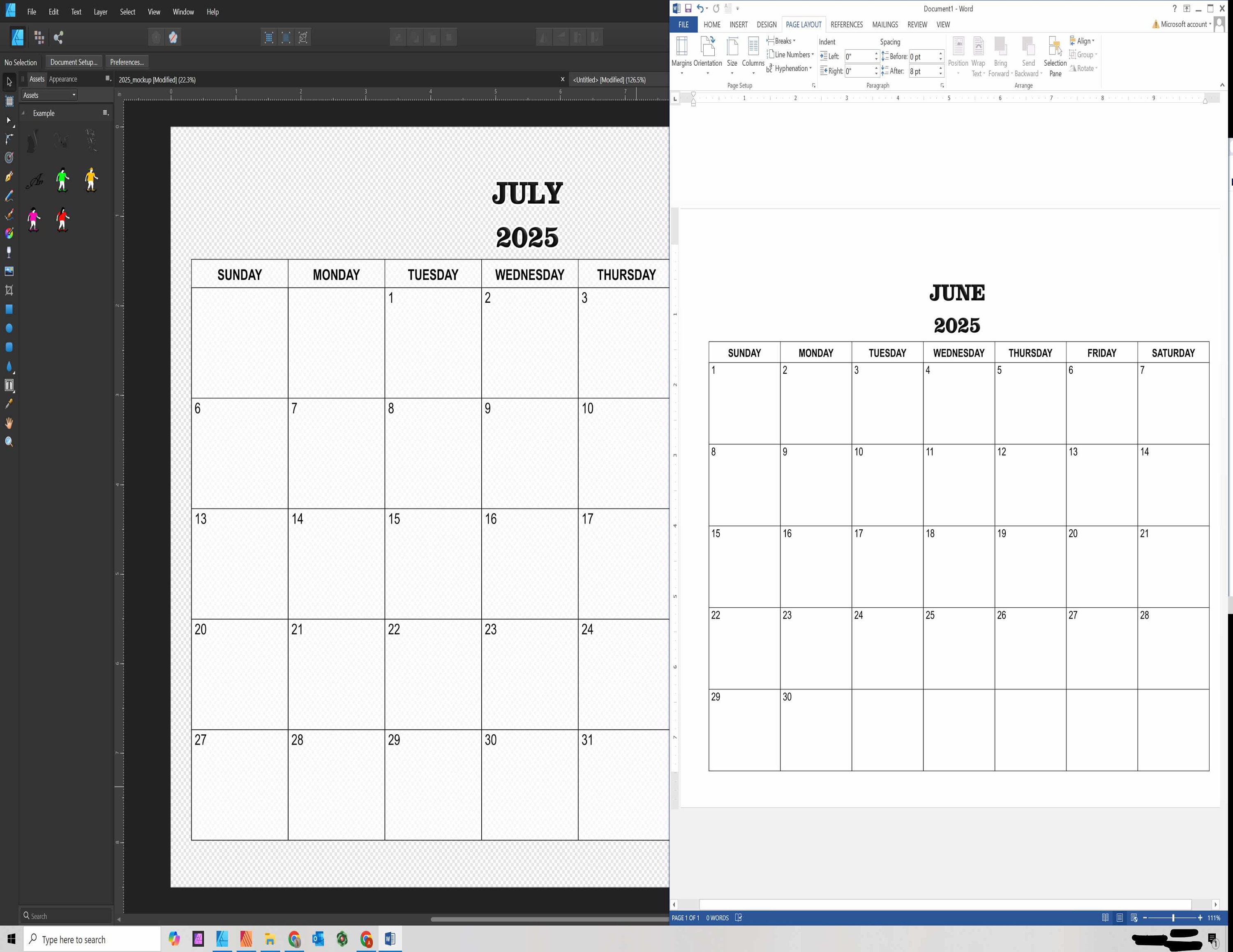 2025 8.5 X 11 Inch Calendar Template | INSTANT DOWNLOAD | Monthly ...