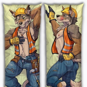 Funda de almohada peluda Dakimakura Zane - Arte de Alibi-cami - El Coyote Marrón