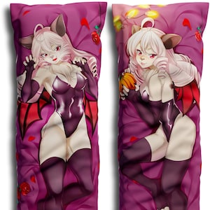 Daki Cosmi - Art by Taneysha - the white red winged Bat girl Furry Body Pillow Cover