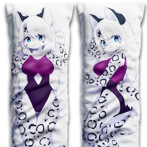 Furry Daki Sleeva - Art by Dev_Voxy - the white and gray snow leopard Dakimakura Furry Body Pillow Cover