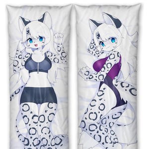 Furry Daki Sleeva - Art by Dev_Voxy - der weiß graue Schneeleopard Dakimakura Furry Body Kissenbezug