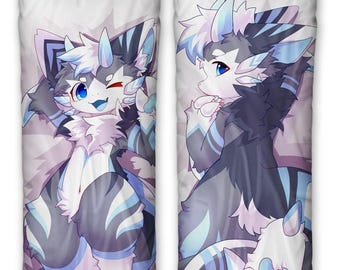 Daki Jelli - Art by 火龍果 (Fire Dragon Fruit) -  the Fish dragon Hybrid Furry Body Pillow Cover