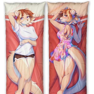 Furry Daki Caroline - Art by Fensu - Der orange-braune Otter Girl Dakimakura Furry Body Kissenbezug