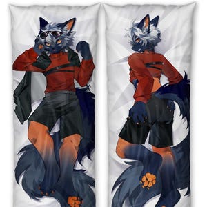 Furry Daki Draven - Art by AQianr - The rare orange and black Fox boy Dakimakura Furry Body Pillow Cover