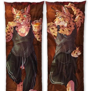 Daki Clawson Ruggiero - Art by Ram the Dragon - der männliche Luchsanzug im Verbrecherboss Dakimakura Furry Body Kissenbezug