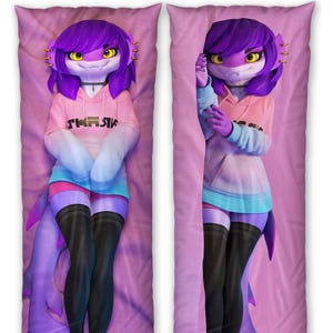 daki Hailina - Kunst von Lin Shark - der lila Hai in Hoodie Dakimakura Furry Body Kissenbezug