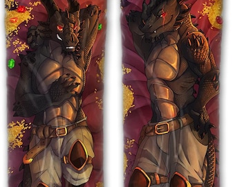 Furry Daki Xaryax - Art by Ram the Dragon - the Black Dragon - Art by Ram the Dragon - Dakimakura Furry Body Pillow Cover