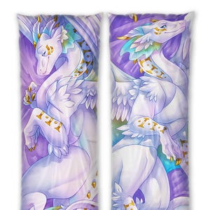 Daki Angel - Art by Ram the Dragon - the white and Golden Dragon , daki, body pillow, Dakimakura,in collaboration with “Roses in the Flames”