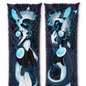 Daki Protis - Art by Tokokami - The black and blue Protogen, daki, body pillow, black, blue cyber furry