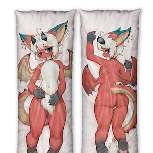 Daki Sinto - Art by Arca - male Sports Shorts, the Red Femboy dragon Furry Body Pillow Cover