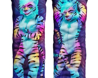 Daki Michael - ソーペイントによるアート - レインボータイガー抱き枕カバー