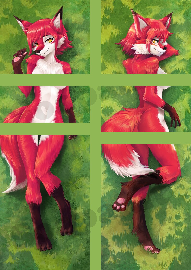 Daki Cherry the Red Fox Dakimakura Furry Body Pillow Cover Fuzzy Floofy
