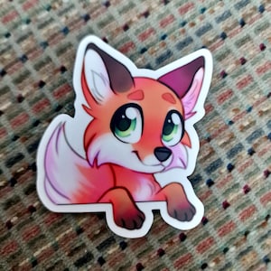 Niedlicher oranger Fuchs Durable transparent 3 Inch. Vinyl Aufkleber, Kawaii Aufkleber, Tier Aufkleber, Laptop Aufkleber, Tablet Aufkleber, Klauenaufkleber