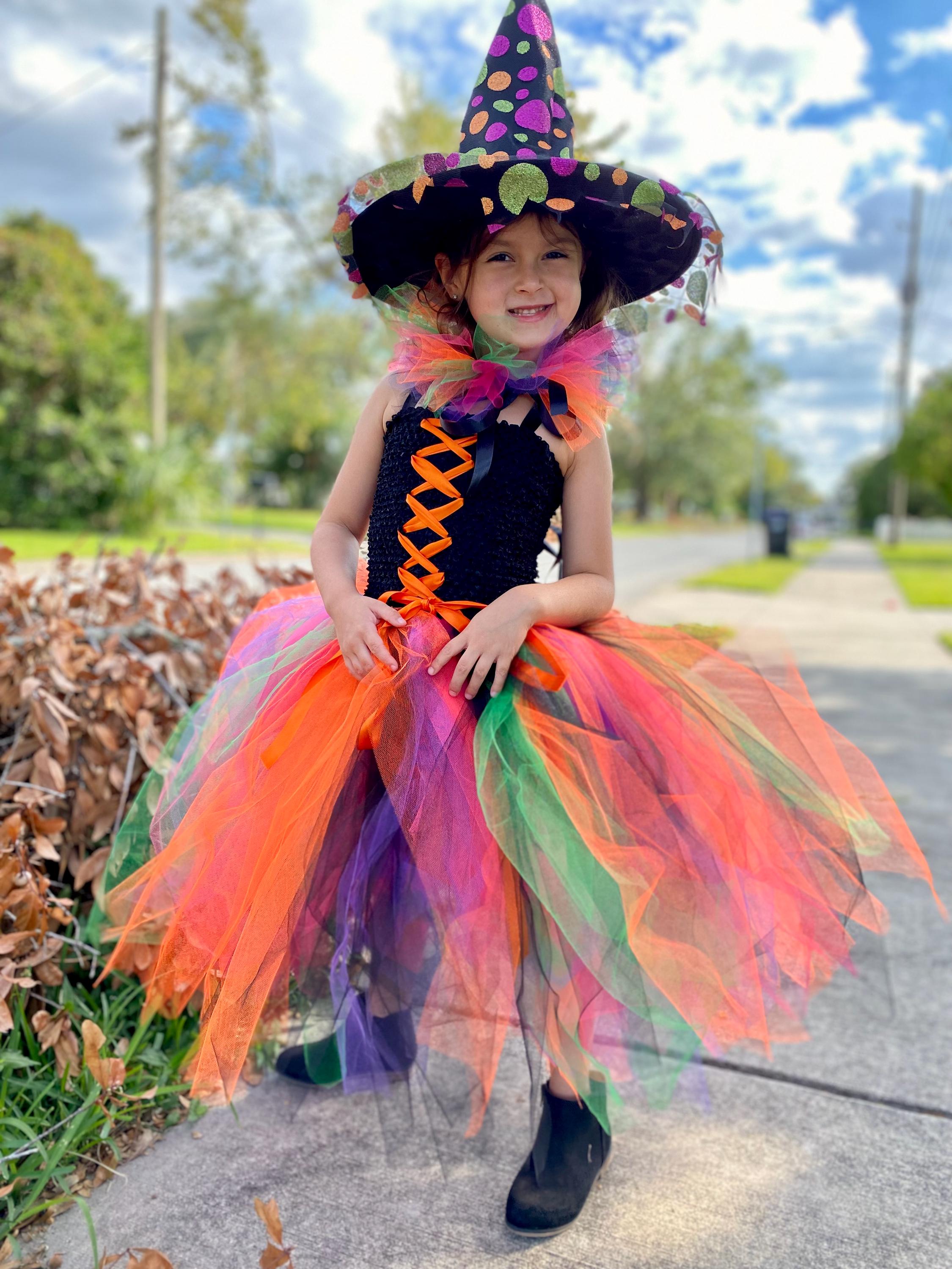 Orange and Black Witch Girls Costume, Witch Costume Dress, Halloween or  Dress Up - Etsy
