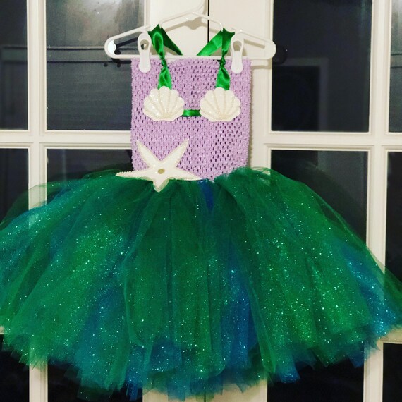Vestito Principessa Ariel Per Bambina, Sirenetta Senza Maniche, Blu, Lunghezza Al Ginocchio