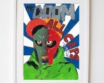 MF DOOM アートプリント ポップアートスタイルイラスト (A4サイズ
