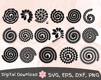 Pacchetto SVG di oltre 100 fiori di carta: modelli di fiori arrotolati (download digitale)