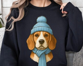 Winter Beagle Dog Shirt, Cozy Beagle Sweatshirt, Cute Beagle Mom Shirt, Beagle Holiday Sweater, Winter Beagle Mom Gift, Dog Lover Pullover