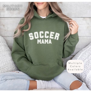 Varsity Soccer Mom Shirt, Gift for Soccer Mama, Soccer Mom Hooded Sweatshirt, Soccer Lover Hoodie, Football Sweater, Soccer Coach Gifts