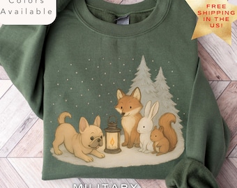 Winter French Bulldog Shirt, Bulldog Mom Sweatshirt, Holiday French Bulldog Lover Gift, Frenchie Dog Mom Shirt, Cozy French Bulldog Sweater