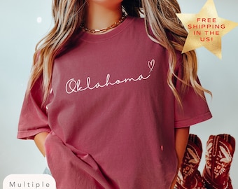 Comfort Colors Love Oklahoma Shirt, Trendy Oklahoma TShirt, Oklahoma Lover Gift, Oklahoma State Pride Shirt, Vintage Travel Tee Shirt