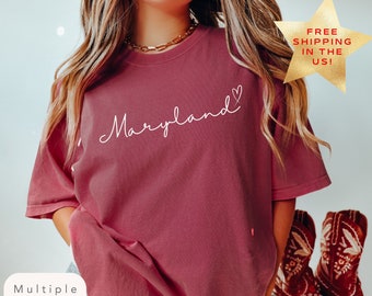 Comfort Colors Love Maryland Shirt, Trendy Maryland TShirt, Maryland State Lover Gift, Maryland Football Shirt, College Game Day Shirt