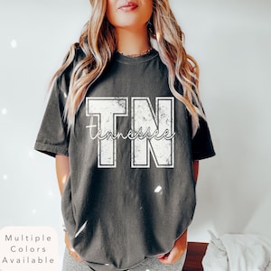 Distressed Comfort Colors Tennessee Shirt, Trendy Tennessee TShirt, Varsity Aesthetic Tennessee Lover Gift, Tennessee State Pride Tee Shirt