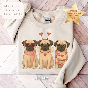 Valentines Day Pug Shirt, Cute Pug Mom Sweatshirt, Funny Pug Lover Gift, Dog Mom Valentines Tee, Pug Owner Pullover, Sweet Pug Dog Sweater