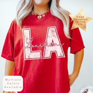 Distressed Comfort Colors Louisiana Shirt, Trendy Louisiana TShirt, Varsity Aesthetic Louisiana Gift, Vintage Louisiana State Pride Tee